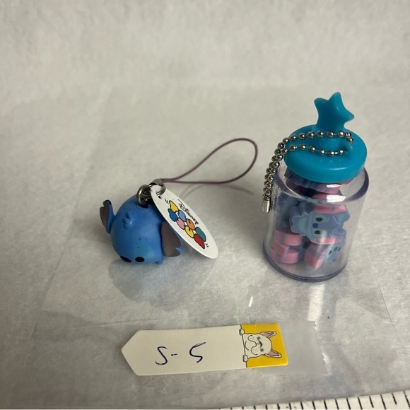 STITCH Tsum Tsum Charm & Bottle of Tiny Erasers Disney Japan - Picture 6 of 11